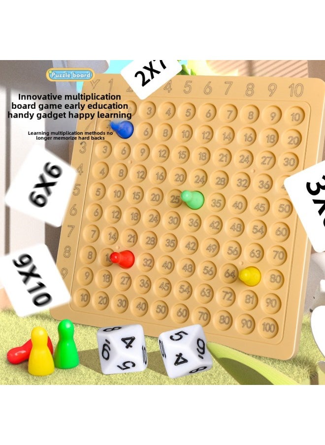 99 Multiplication Table Children's Early Education Puzzle 99 Multiplication Formula Table Primary School Students 99 Multiplication Board Explosions-color:99 Multiplication Board Game [card*100+dice*2+chess Pieces*4]-Specifications:OPP Bag