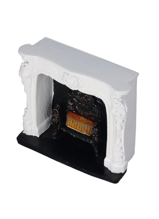 Dollhouse LED Fireplace Rococo Style Simple Switch Control Portable Resin 1:12 Dollhouse Miniature Decoration