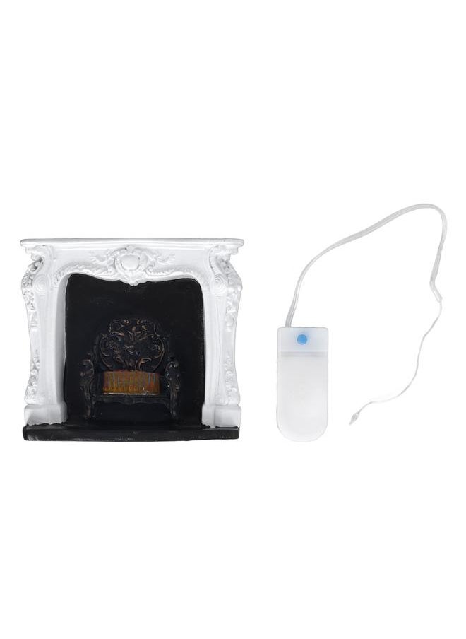 Dollhouse LED Fireplace Rococo Style Simple Switch Control Portable Resin 1:12 Dollhouse Miniature Decoration