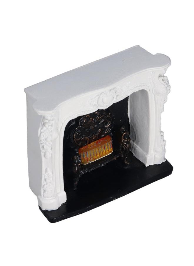 Dollhouse LED Fireplace Rococo Style Simple Switch Control Portable Resin 1:12 Dollhouse Miniature Decoration