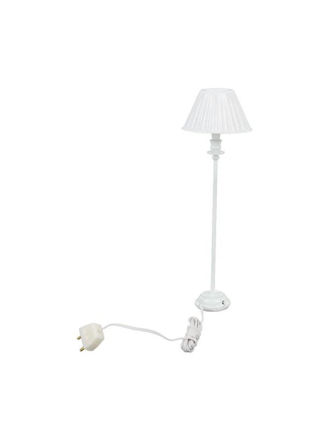 Miniature Dollhouse Floor Lamp White Shell Pattern Retro Elegant DIY Furniture Floor Light for 1:12 Scale Dollhouse