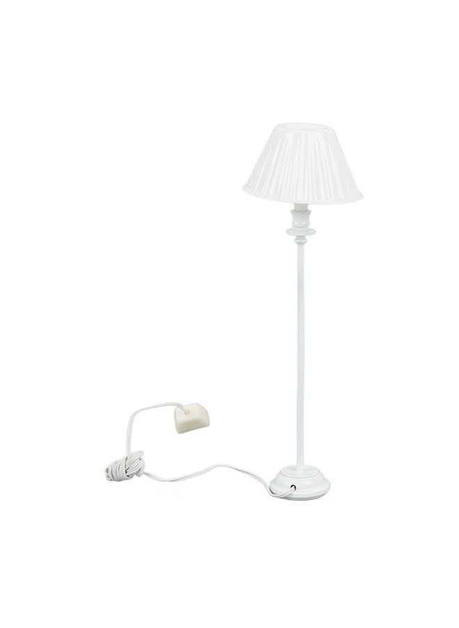Miniature Dollhouse Floor Lamp White Shell Pattern Retro Elegant DIY Furniture Floor Light for 1:12 Scale Dollhouse