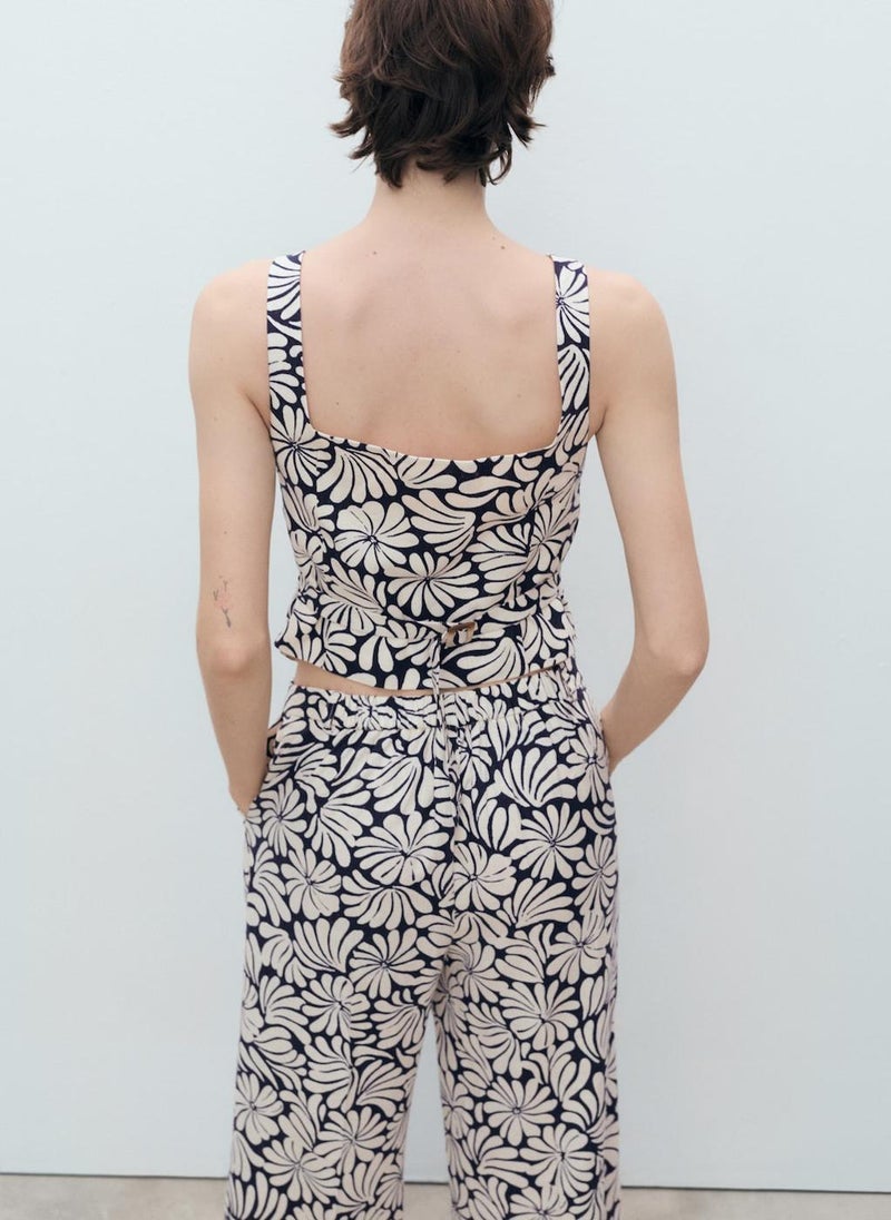 Floral Fitted Linen Top