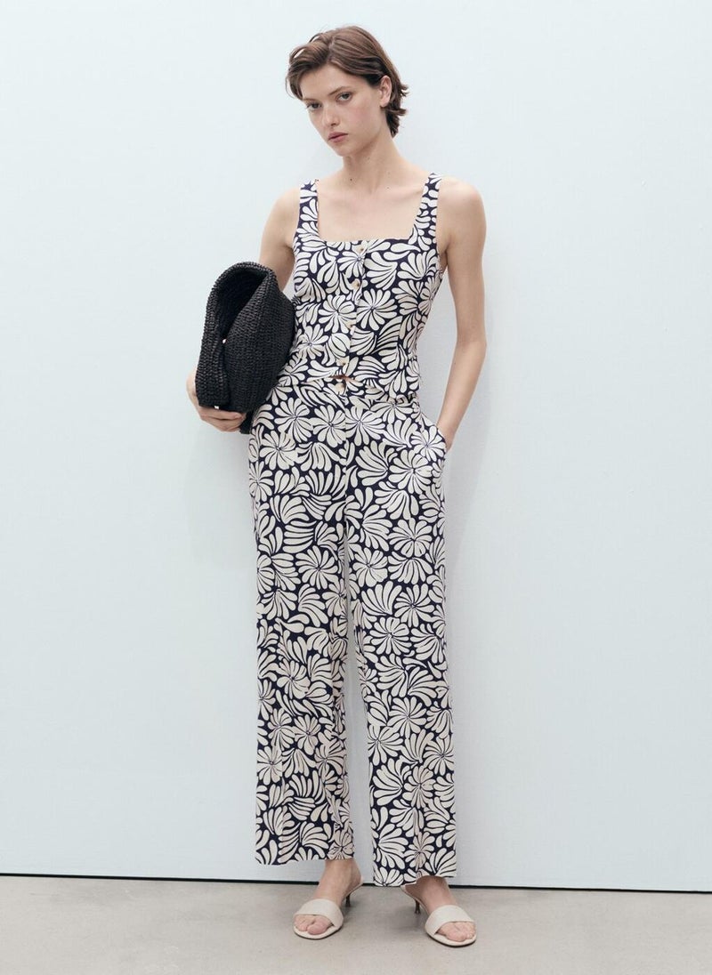 Floral Fitted Linen Top