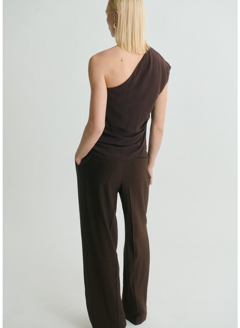 Fringe Detail Asymmetrical Scarf Blouse