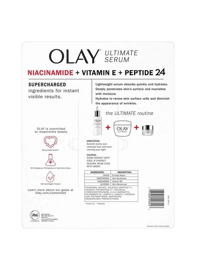 Olay Ultimate Niacinamide + Vitamin E + Peptide 24 Hydrating Serum, 1.3oz (2 Ct)
