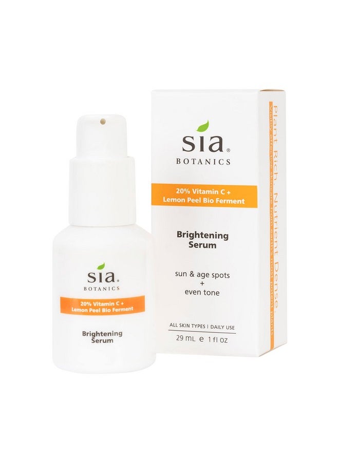 Brightening Face Serum (30Ml/1Oz Porceline Bottle) | Facial Treatment W/Vitamin C Lemon Peel Bio Ferment Aloe Vera | Natural Clean Botanical Skincare For Women