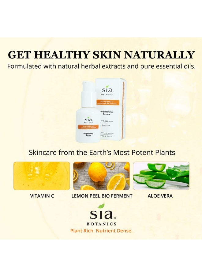 Brightening Face Serum (30Ml/1Oz Porceline Bottle) | Facial Treatment W/Vitamin C Lemon Peel Bio Ferment Aloe Vera | Natural Clean Botanical Skincare For Women