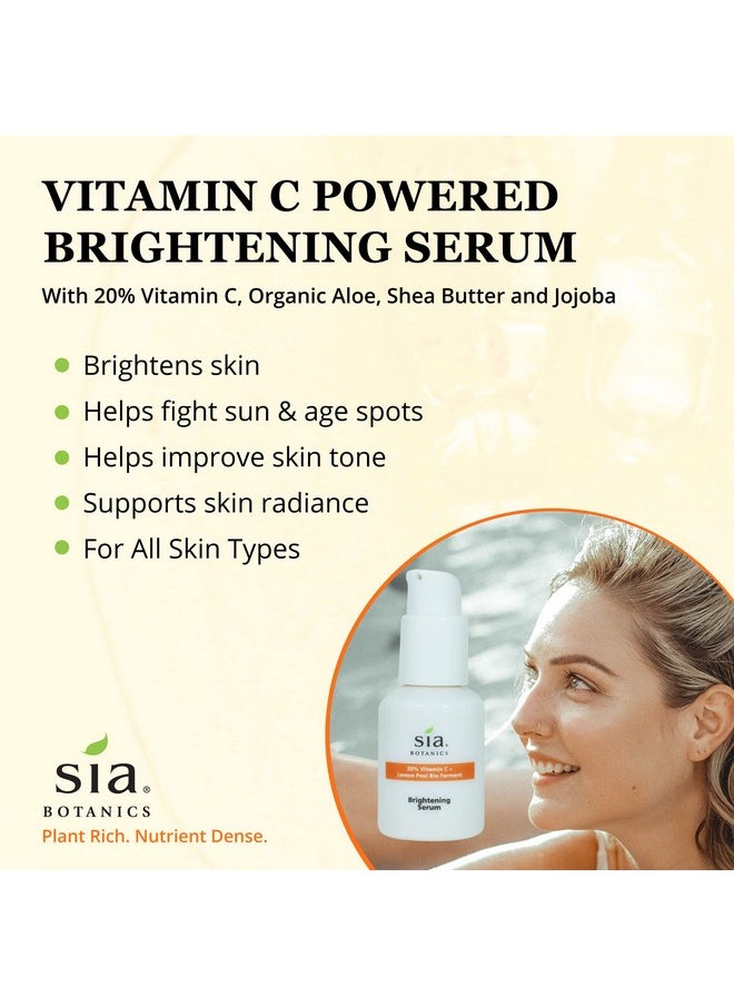 Brightening Face Serum (30Ml/1Oz Porceline Bottle) | Facial Treatment W/Vitamin C Lemon Peel Bio Ferment Aloe Vera | Natural Clean Botanical Skincare For Women