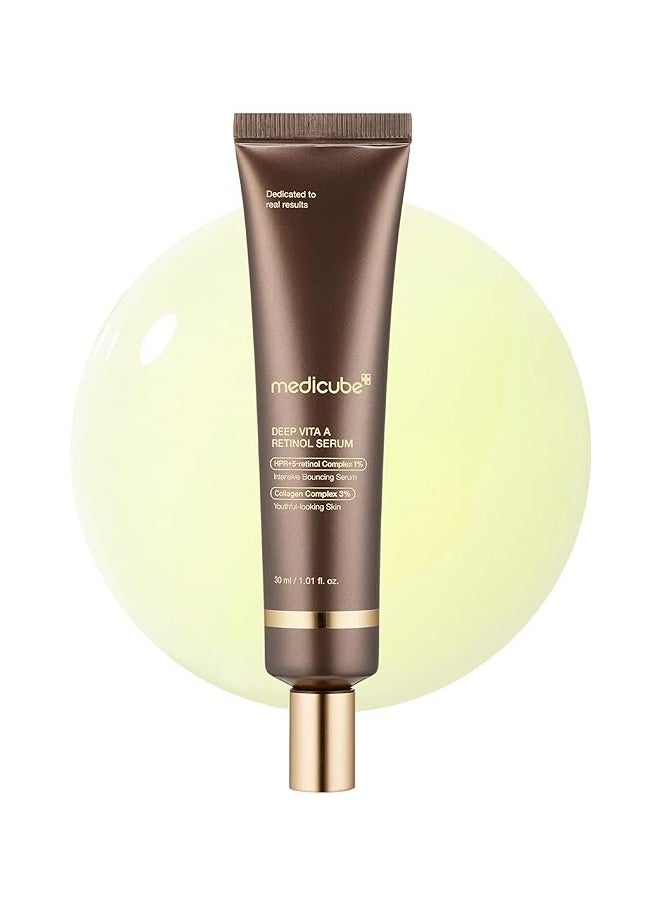 medicube Deep Reviving Bakuchiol Retinol Facial Serum - Anti-Aging 4th Gen Retinol & Bakuchiol - Targets Fine Lines, Uneven Skin Tone, Blemish Scars - Korean Skin Care, Low Irritant, 1.01 fl oz