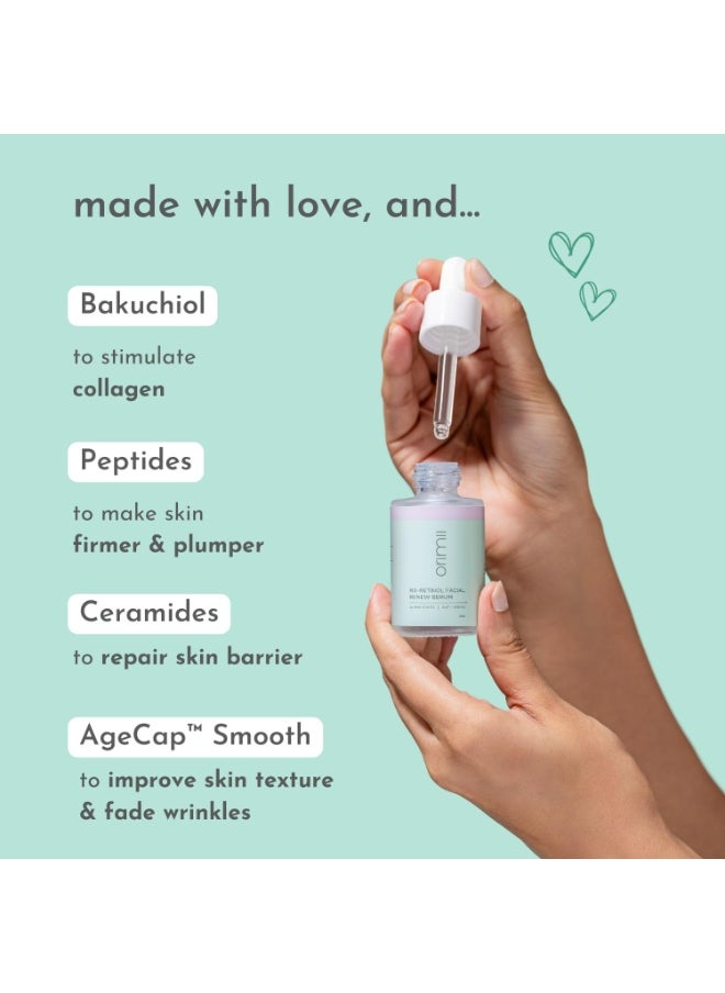 No Retinol Face Serum with 1% Bakuchiol|Anti Ageing Bakuchi Oil Serum to Reduce Fine Lines,Wrinkles&Pigmentation Boosts Collagen|Natural Alternate to Retinol|Pregnancy&Nursing Safe (30ml)