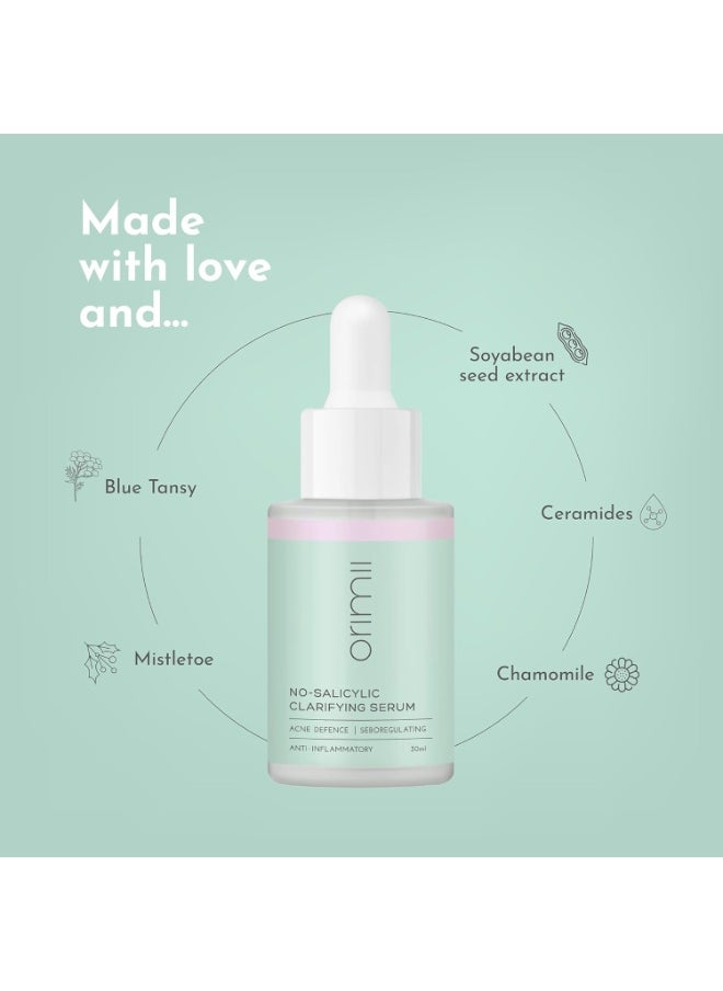 No Salicylic Face Serum For Acne Prone Skin | With Chamomile & Ceramides | Lightweight Anti Acne Clarifying Serum WITHOUT Salicylic Acid to make it Pregnancy Safe (30ml)