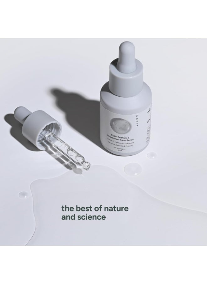 Multi-Peptide & Resveratrol Pro-ageing Serum For Wrinkles, Fine Lines, Dark Spots | Boosts Collagen | Normal, Oily, Dry, Sensitive Skin Types |Vit-C, Hyaluronic, Chamomile |For Women & Men, 30 ml