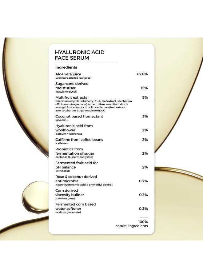 2% Hyaluronic Acid Serum, Anti-ageing & Fine Lines, Intense Hydration, 100% Natural Face Serum