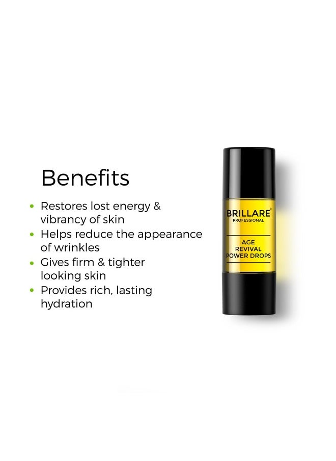 Professional Age Revival Power Drops, 100% Natural Face Serum With Aragn Oil, Rose and Bakuchioil (15 ML), Zero Chemicals
