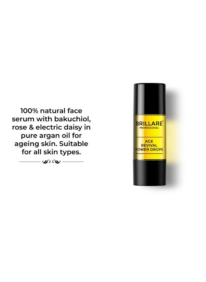 Professional Age Revival Power Drops, 100% Natural Face Serum With Aragn Oil, Rose and Bakuchioil (15 ML), Zero Chemicals