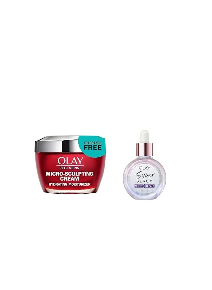 Olay Regenerist Micro-Sculpting Cream (1.7 oz) Super Serum Night Repair (1.0 oz)