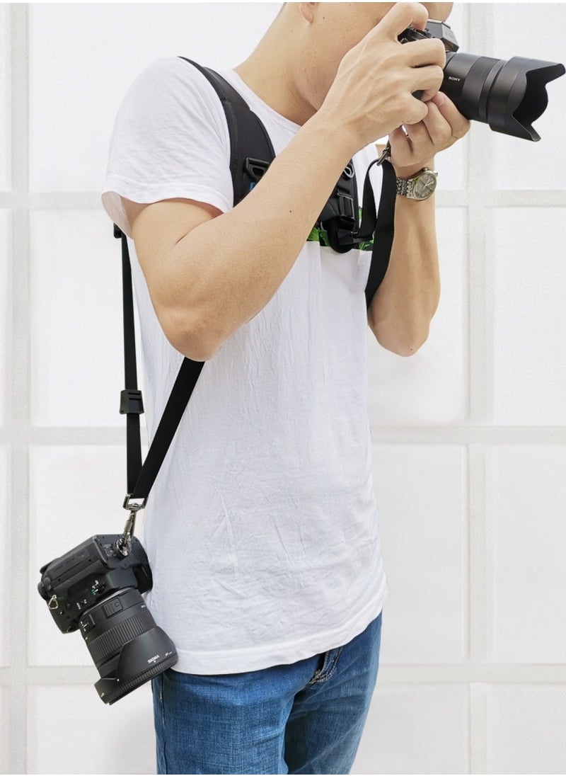 DSLR Camera Strap  Double Shoulder Camera Strap Chest Harness with Quick Release Buckles - Compatible with Canon, Nikon, Sony Point and Shoot and Mirrorless Cameras