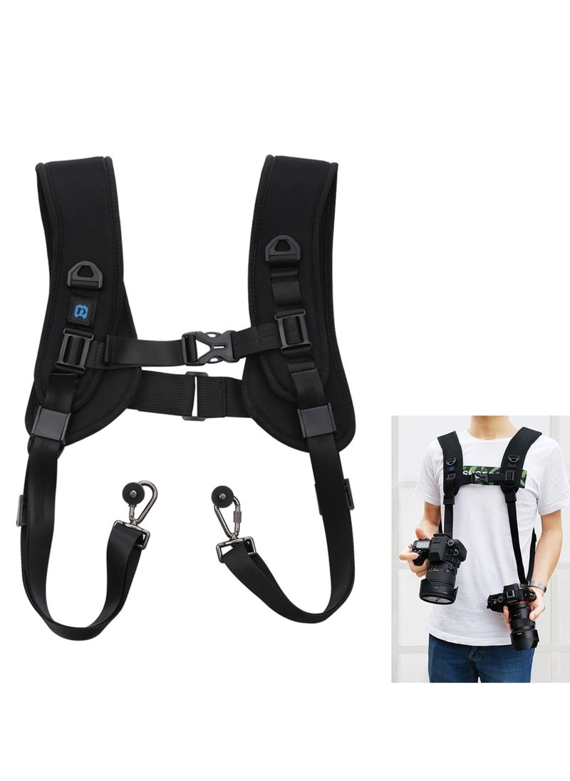 DSLR Camera Strap  Double Shoulder Camera Strap Chest Harness with Quick Release Buckles - Compatible with Canon, Nikon, Sony Point and Shoot and Mirrorless Cameras