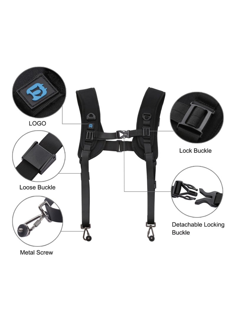 DSLR Camera Strap  Double Shoulder Camera Strap Chest Harness with Quick Release Buckles - Compatible with Canon, Nikon, Sony Point and Shoot and Mirrorless Cameras