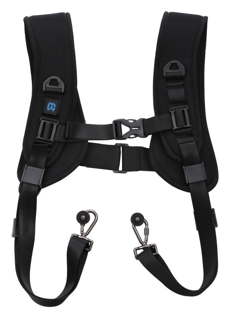 DSLR Camera Strap  Double Shoulder Camera Strap Chest Harness with Quick Release Buckles - Compatible with Canon, Nikon, Sony Point and Shoot and Mirrorless Cameras