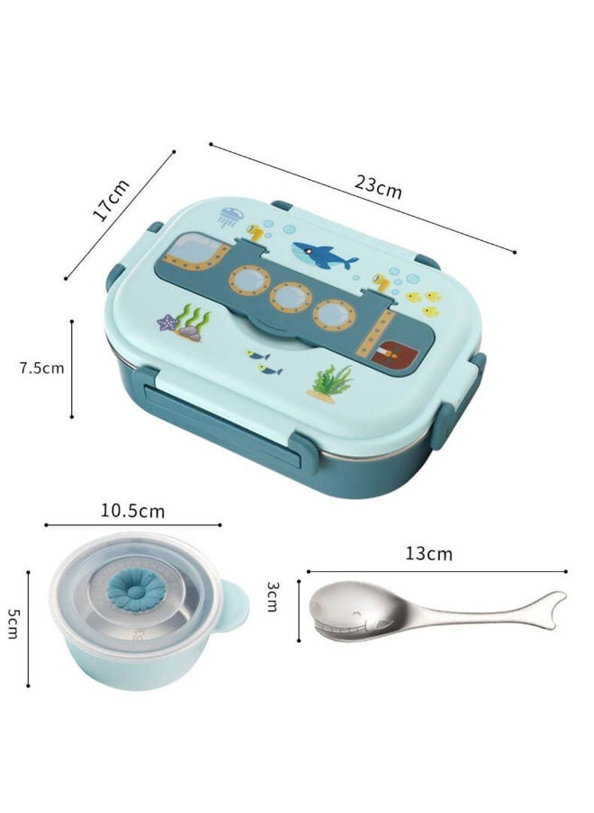 Blue Submarine Theme Compartment Steel Tiffin Lunch Box for Boys and Girls