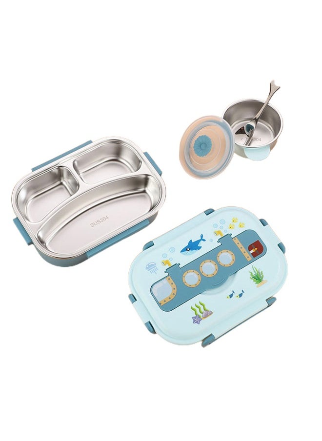 Blue Submarine Theme Compartment Steel Tiffin Lunch Box for Boys and Girls