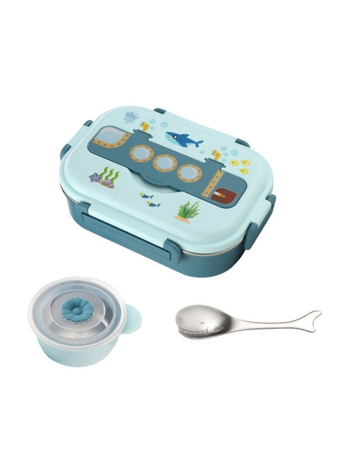 Blue Submarine Theme Compartment Steel Tiffin Lunch Box for Boys and Girls
