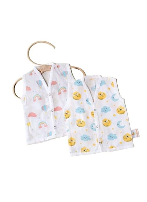 FawnFeel Jhabala for Newborn Baby Infants Toddlers I 100 Bamboo Based Fabric Breathable Soft Lightweight I Apt for Indian humid climate I CatMoonRainbow Print I 36 months babies I Pack of 4