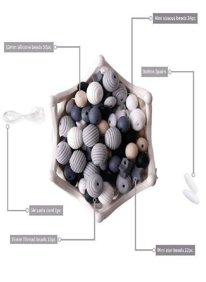 Silicone Beads 100pcs Beads Black and White Series DIY Jewelry Nursing Necklace Accessories