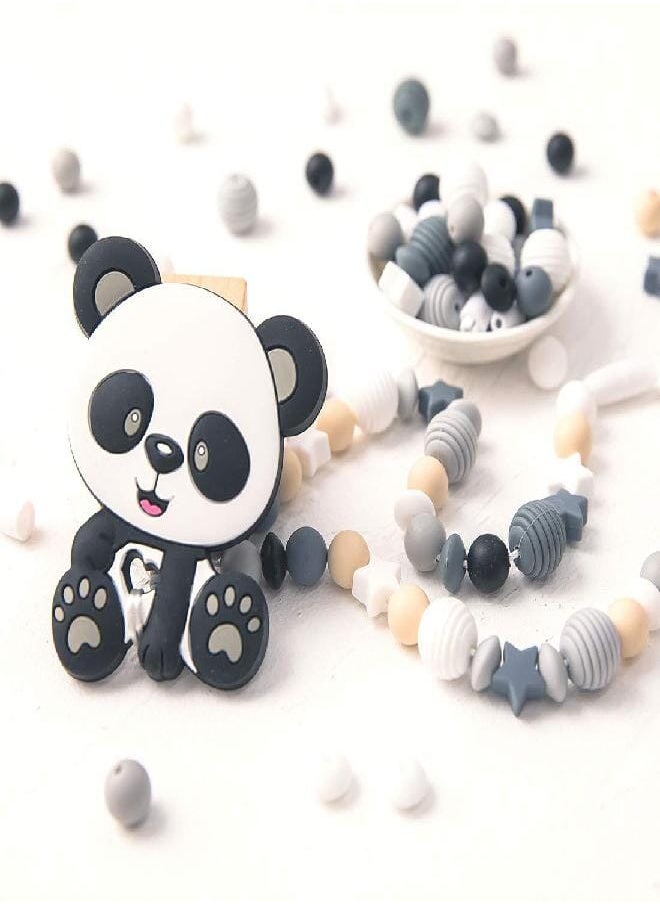Silicone Beads 100pcs Beads Black and White Series DIY Jewelry Nursing Necklace Accessories