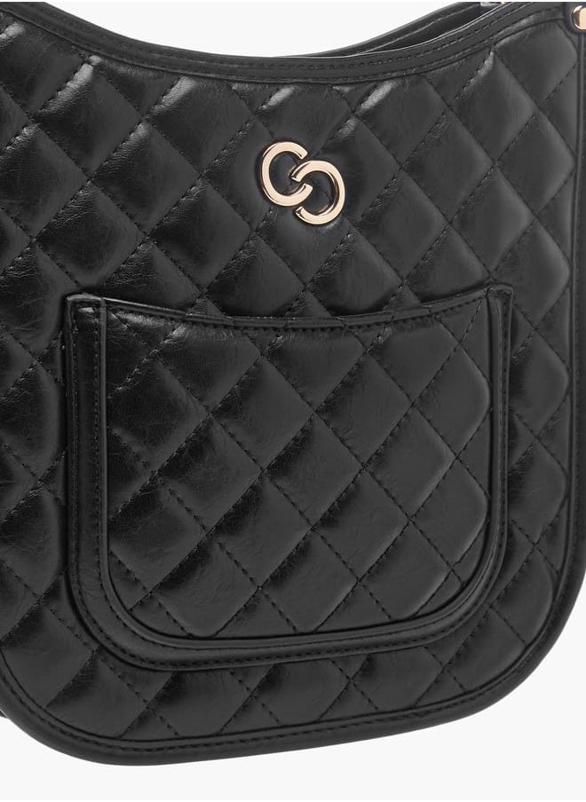 Women Quilted Shoulder Bag with Zip Closure and Chain Braided Strap
