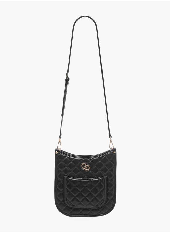Women Quilted Shoulder Bag with Zip Closure and Chain Braided Strap