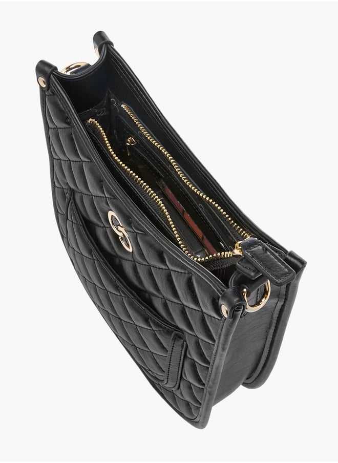 Women Quilted Shoulder Bag with Zip Closure and Chain Braided Strap