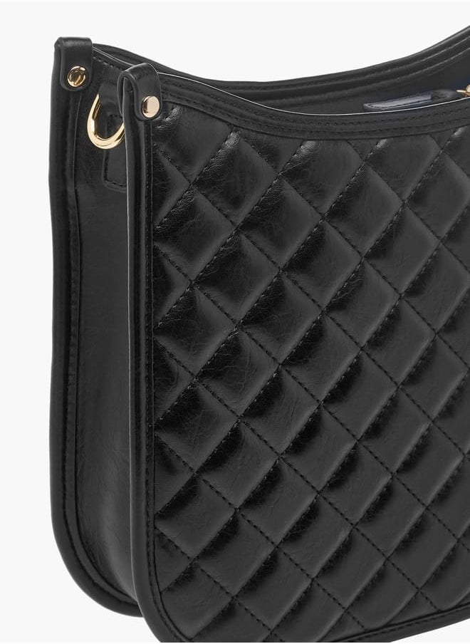Women Quilted Shoulder Bag with Zip Closure and Chain Braided Strap