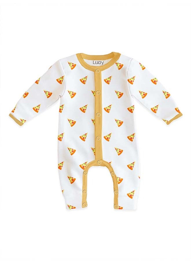 LUAY 100% Cotton Full Sleeves Pizza Printed Baby Romper,Bodysuit Jumpsuit for Baby Girls & Baby Boy 18-24 M
