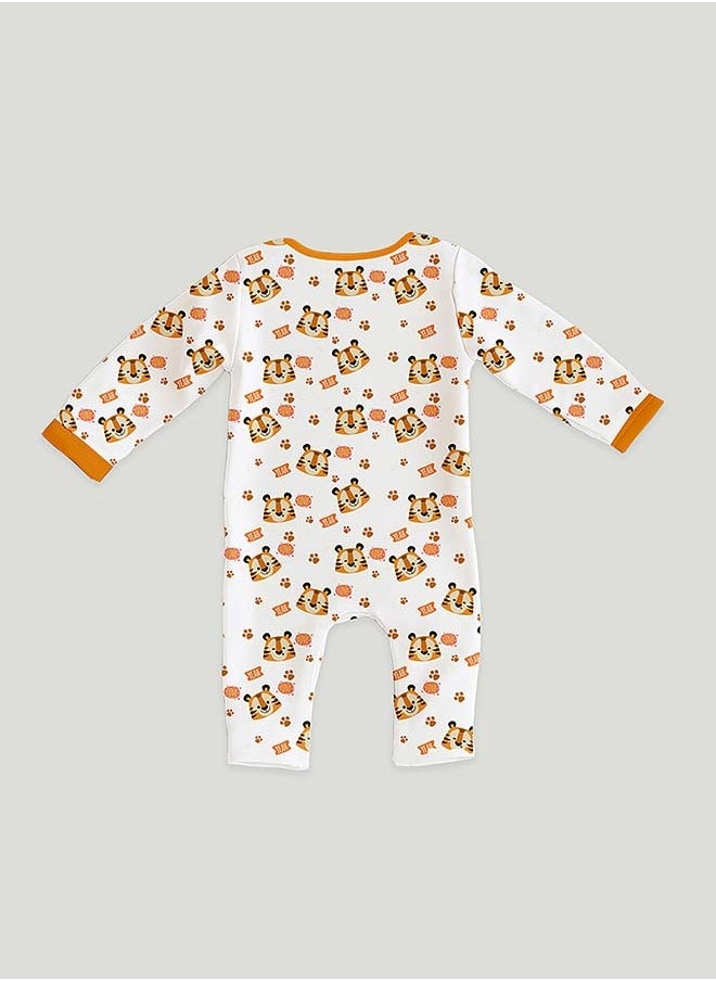 LUAY 100% Cotton Full Sleeves Tiger Printed Baby Romper,Bodysuit Jumpsuit for Baby Girls & Baby Boy 0-3 M