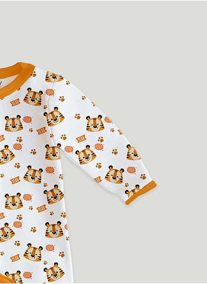 LUAY 100% Cotton Full Sleeves Tiger Printed Baby Romper,Bodysuit Jumpsuit for Baby Girls & Baby Boy 0-3 M