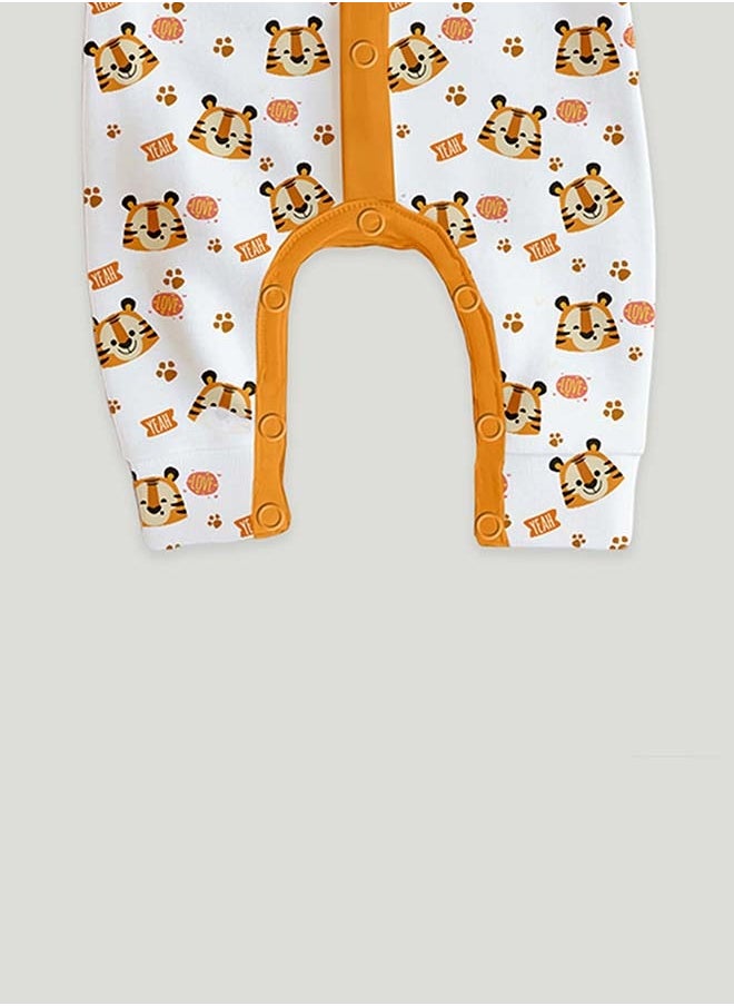 LUAY 100% Cotton Full Sleeves Tiger Printed Baby Romper,Bodysuit Jumpsuit for Baby Girls & Baby Boy 0-3 M