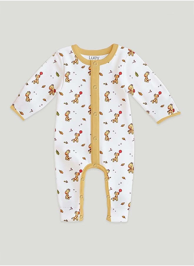 LUAY 100% Cotton Full Sleeves Giraffe Printed Baby Romper,Bodysuit Jumpsuit for Baby Girls & Baby Boy 18-24 M