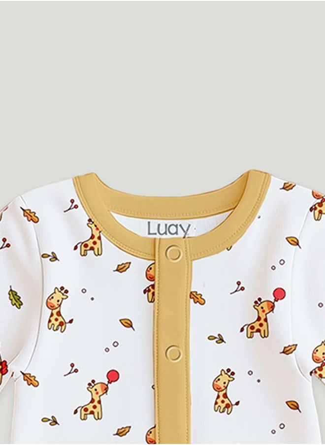 LUAY 100% Cotton Full Sleeves Giraffe Printed Baby Romper,Bodysuit Jumpsuit for Baby Girls & Baby Boy 18-24 M
