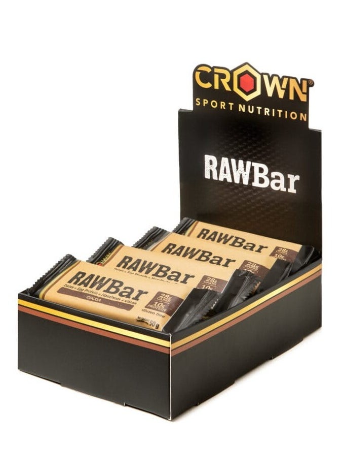 CROWN SPORT NUTRITION - RAW Bar Hazelnut-Cocoa Flavor, Gluten Free (12 x 50grams)
