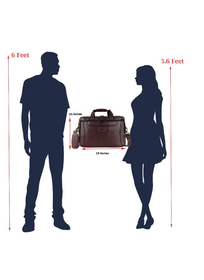 LAVERI Laptop Bag for Men - Leather Messenger Bag for Office - Fits up to 15 Inch Laptop - Shoulder Bag with Multiple Compartments - Executive Leather Bag for Work/Travel/Casual  - 2818