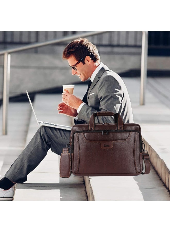 LAVERI Laptop Bag for Men - Leather Messenger Bag for Office - Fits up to 15 Inch Laptop - Shoulder Bag with Multiple Compartments - Executive Leather Bag for Work/Travel/Casual  - 2818