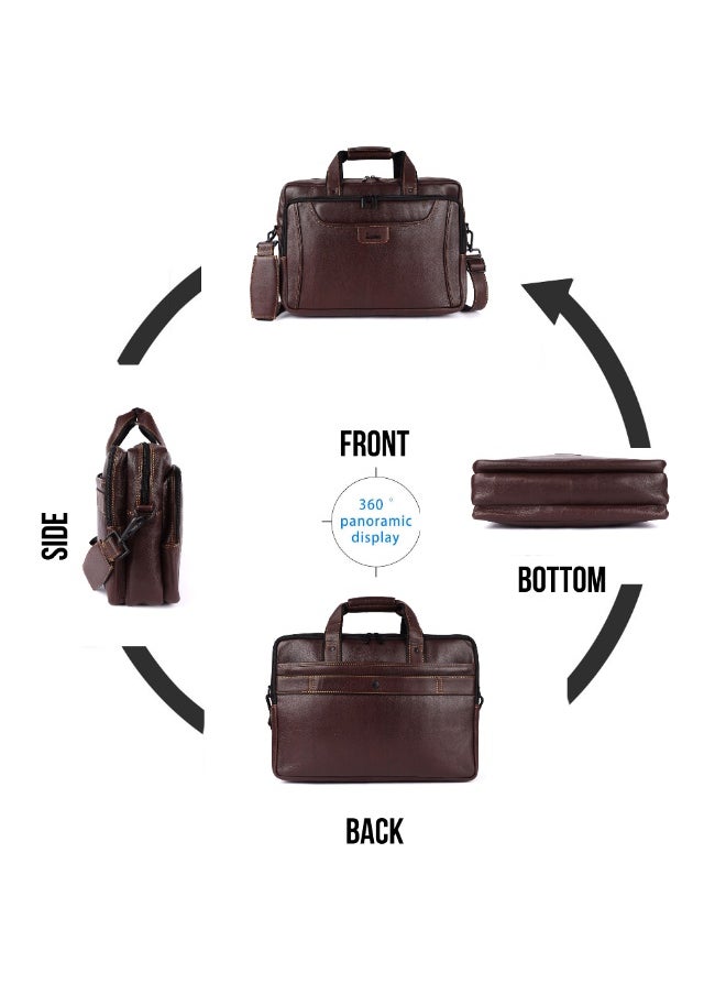 LAVERI Laptop Bag for Men - Leather Messenger Bag for Office - Fits up to 15 Inch Laptop - Shoulder Bag with Multiple Compartments - Executive Leather Bag for Work/Travel/Casual  - 2818