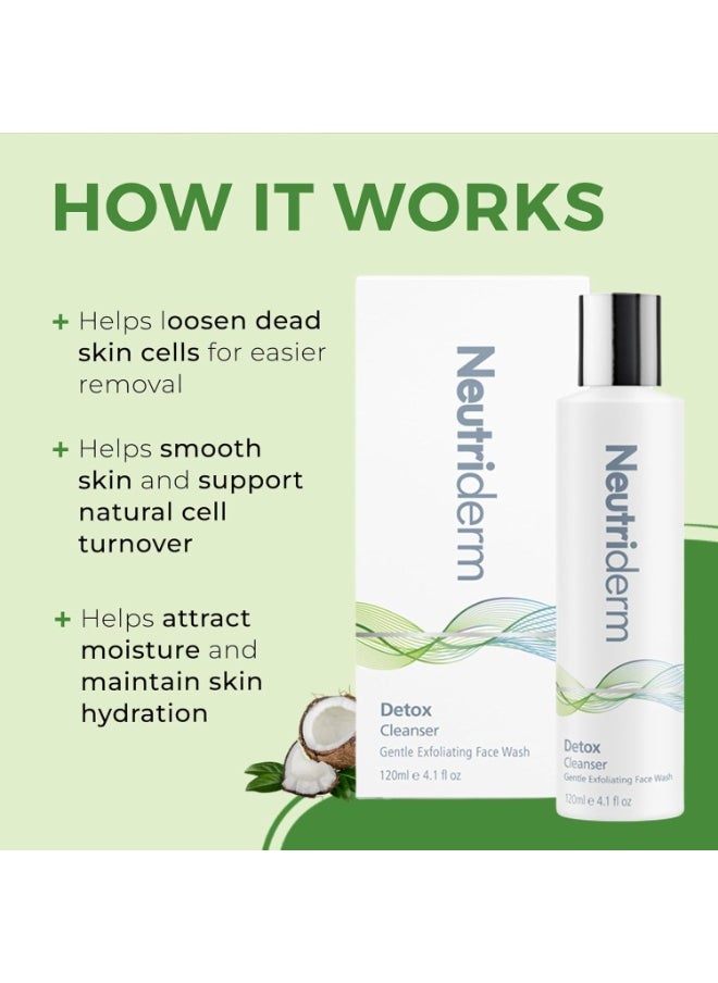 Detox Facial Cleanser,Gentle Exfoliating Face Cleanser With Glycolic Acid&Sodium Pca For Glowing Skin,Ultra Hydrating Facial Wash-Glycolic Acid Face Wash For Normal To Oily Skin-120 Ml