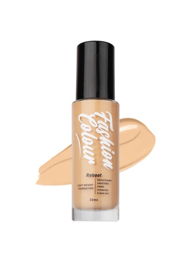 Light Weight Reboot Foundation Full Coverage Glossy Natural Finish Cover Blemishes and Dark Spots Even Tone Appearance Suitable for All Skin Types Shade-1 30ml