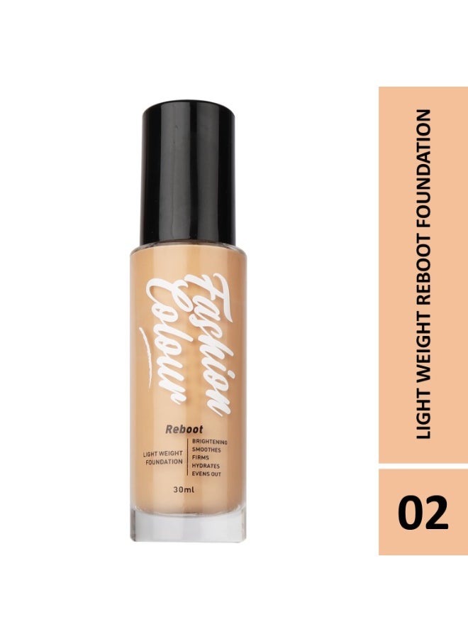 Light Weight Reboot Foundation Full Coverage Glossy Natural Finish Cover Blemishes and Dark Spots Even Tone Appearance Suitable for All Skin Types Shade-2 30ml
