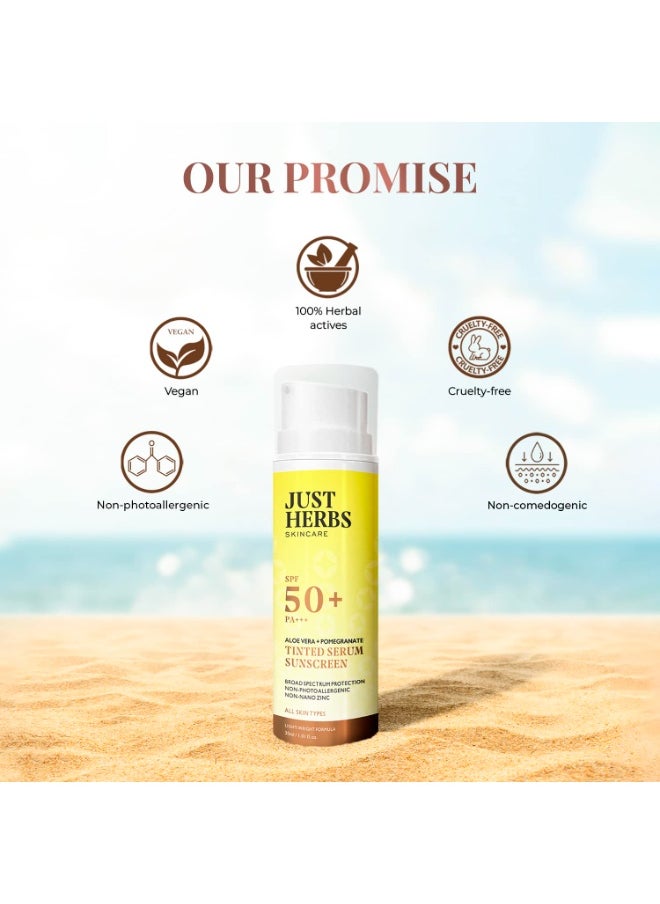 Tinted Sunscreen SPF 50+ PA++++ UVA/UVB Protection for Oily, Dry Skin, No White Cast for Men and Women - 30 ml