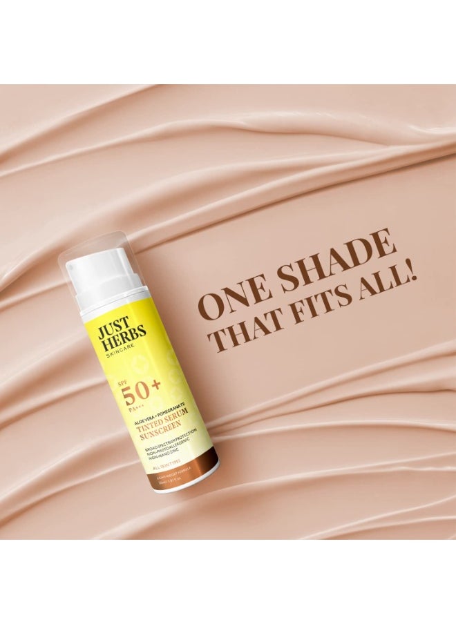Tinted Sunscreen SPF 50+ PA++++ UVA/UVB Protection for Oily, Dry Skin, No White Cast for Men and Women - 30 ml